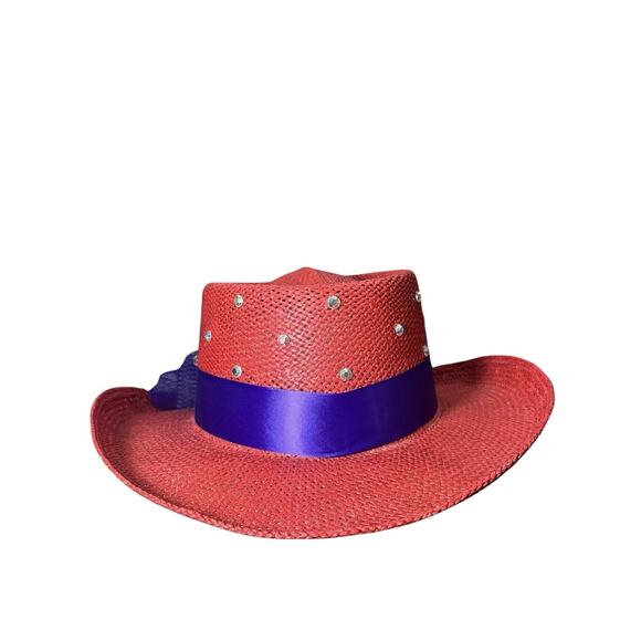 Red Hat Society Women\'s Straw Hat Purple Flower For Church Tea Derby Festival main image 8